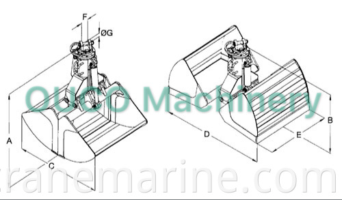 clamshell hydraulic coal grab for excavator with remote control